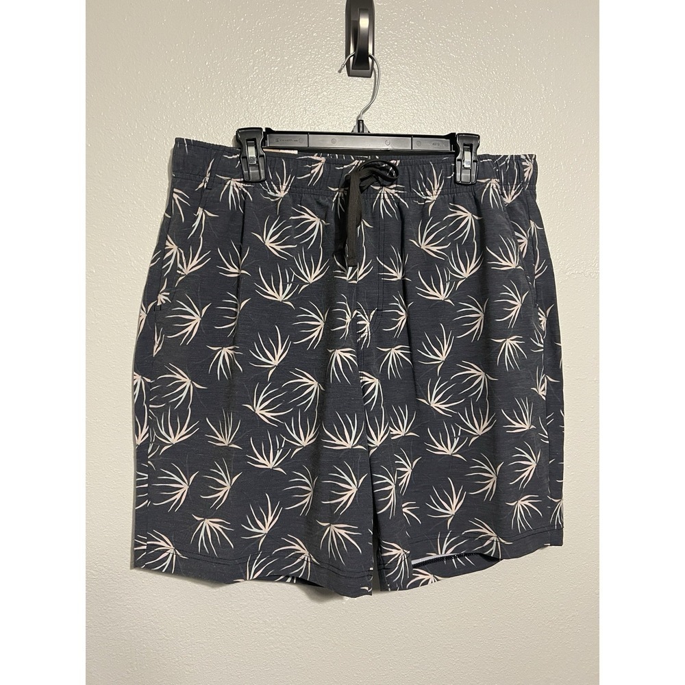 PrAna Metric E-Waist Short Black Bloom Mens XXL 8" Length UPF 50+ Drawstring
